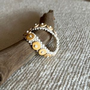 Handmade seed bead bracelet with wood buttons